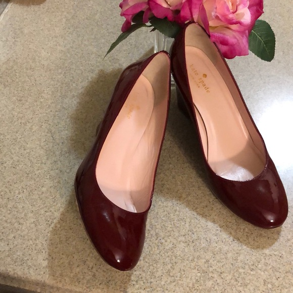 kate spade Shoes - Kate Spade ♠️ burgundy patent leather wedges